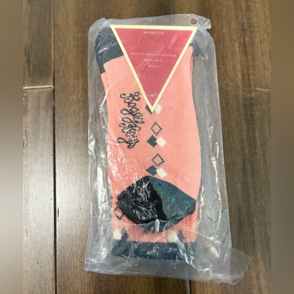 Bogey Boys by Mackelmore Pink & Black Argyle Diamond Golf Socks Preppy Retro - Picture 3 of 5